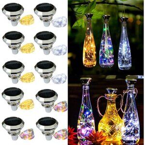 Solar Diamond Wine Bottle Lights 10 Pack 20LED Outdoor Waterproof Multicolor